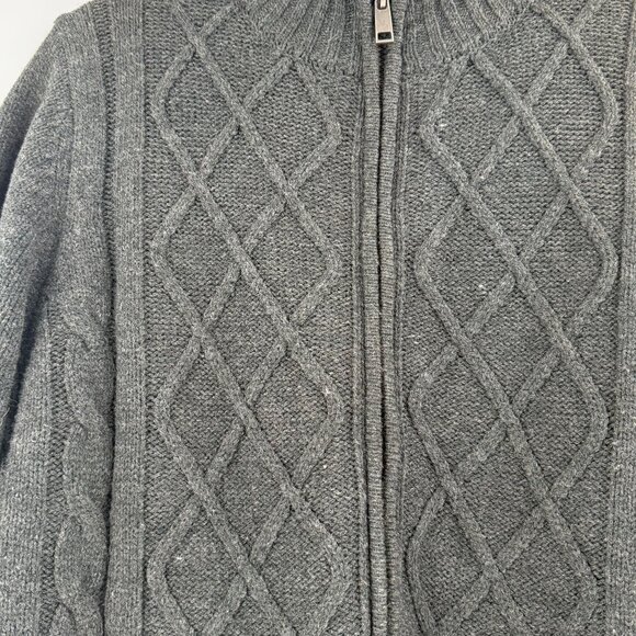 Northwest Territory Men's Gray Full-Zip Cable Knit Sweater,  Size M - Picture 3 of 8